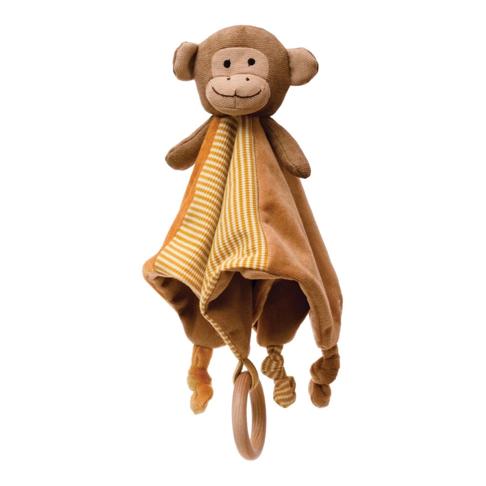 Plush Monkey with Wooden Teething Ring